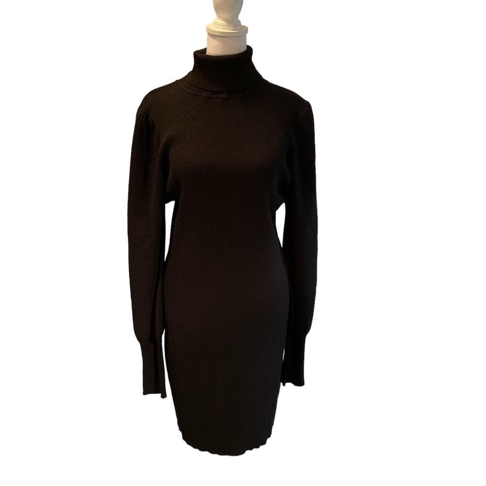 NWT Fashion Nova Black Long Sleeve Turtleneck Above the Knee Sweater Dress XL